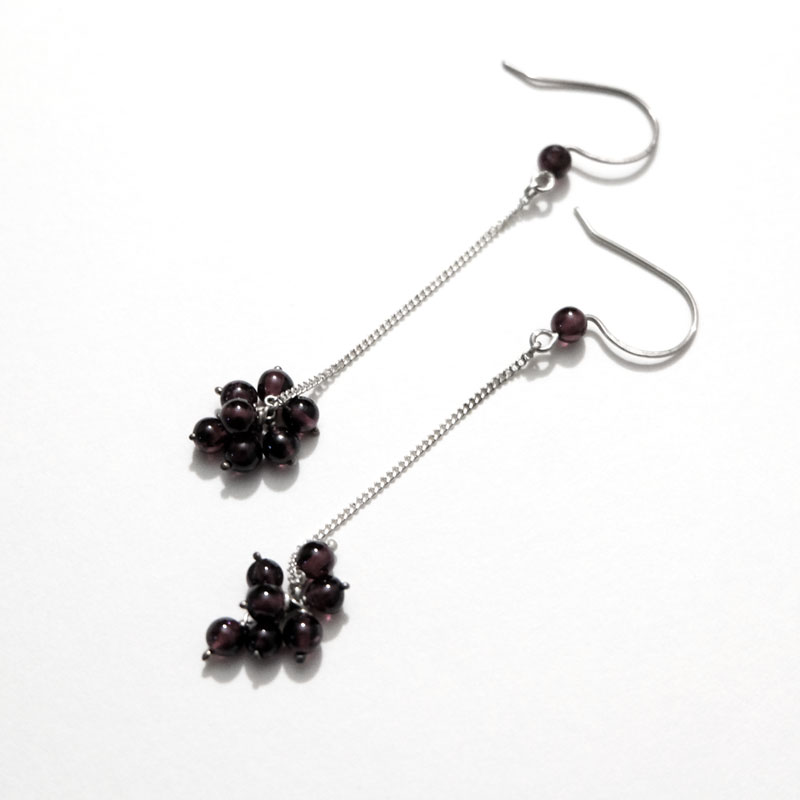 Silver Earrings Garnet