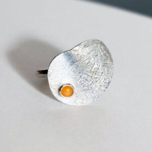 Silver Ring Orange Moonstone