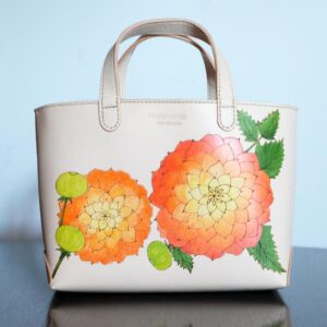 Leather tote bag - Dahlia design